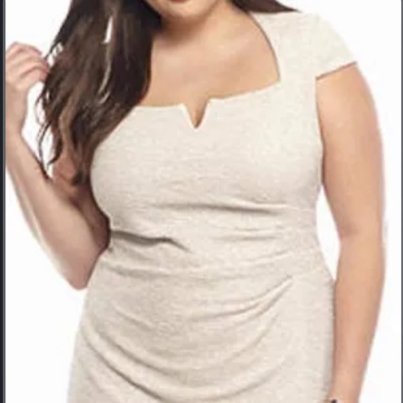 Marina Dresses Womens Plus Size 20 W Champagne Metallic Wedding Formal Dress - Picture 9 of 10